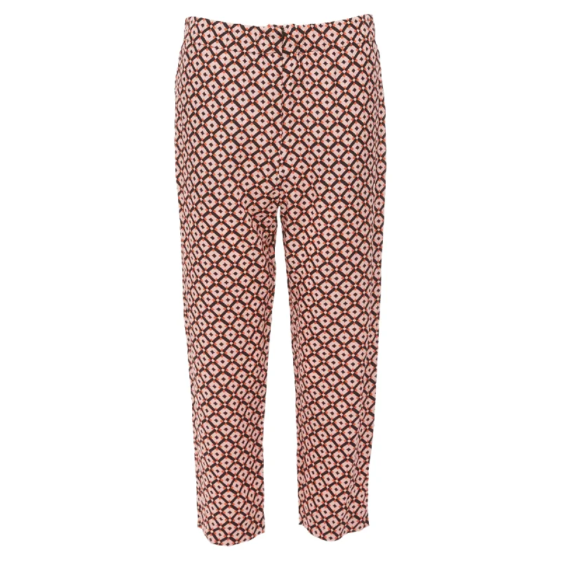 women's summer pantsMarni Silk Geometric Print Elastic Waist Cropped Pants