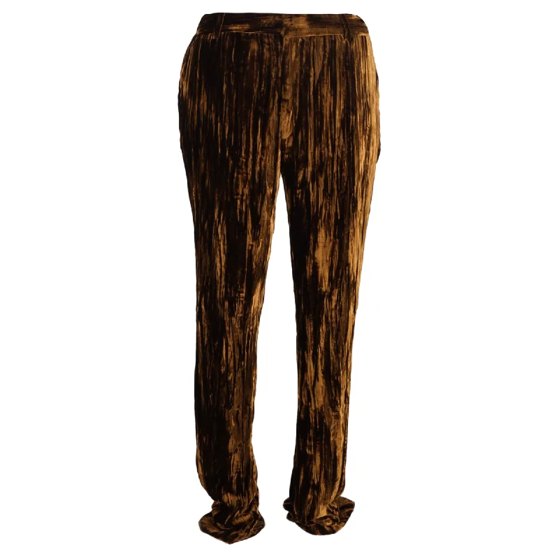 women's thermal pantsSaint Laurent Straight-Leg Tapered Pants in Brown Velvet