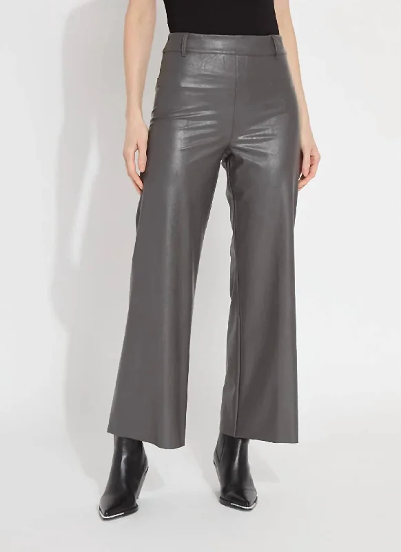 women's button-fly pantsHi Waist Vegan Leather Wide Leg Pants In Gray Ash