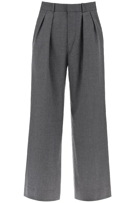 women's polyester pantsWardrobe.Nyc Women's Wide Leg Flannel Trousers For Men Or