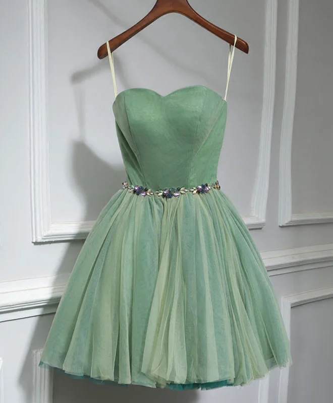 petite prom dressesCute Sweet Neck Short Prom Dress, Green Homecoming Dresses