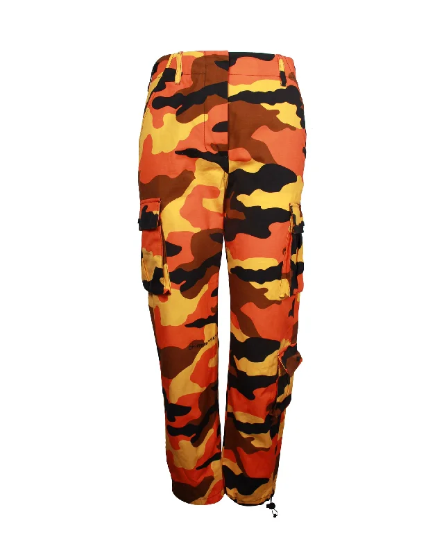 women's cool pantsOff-White Camouflage Printed Cargo in Orange Cotton