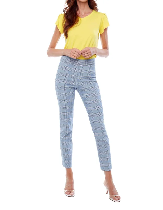 women's elegant pantsSlim Ankle Pant In Blue Lisburn Plaid