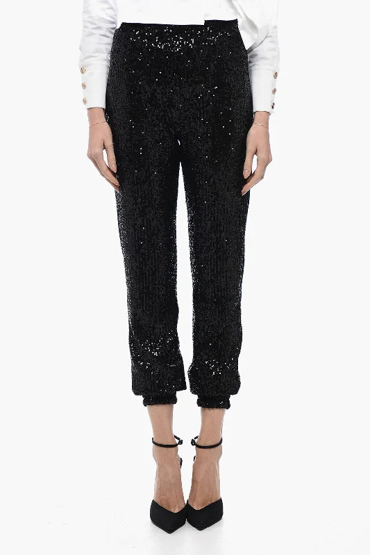 women's cool pantsIn The Mood For Love Sequined ASHA Pants with Ankle Cuffs