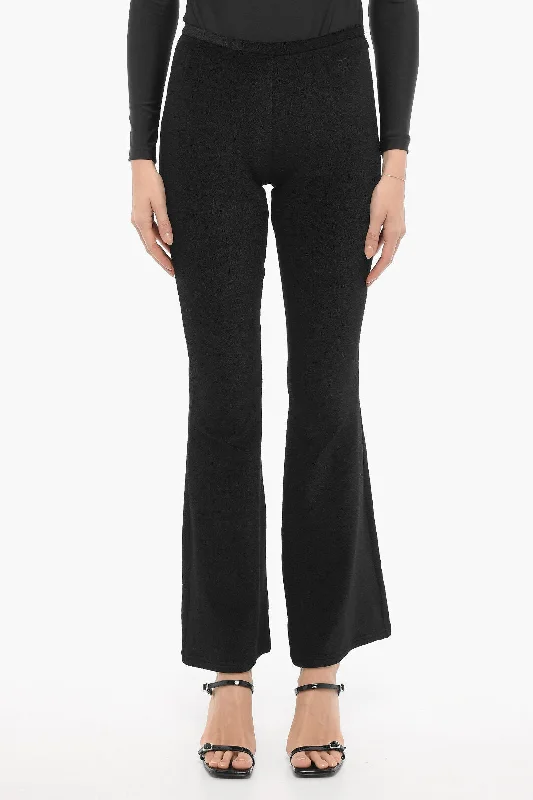 women's sophisticated pantsCourreges Solid Color Flared Pants with Side Zip