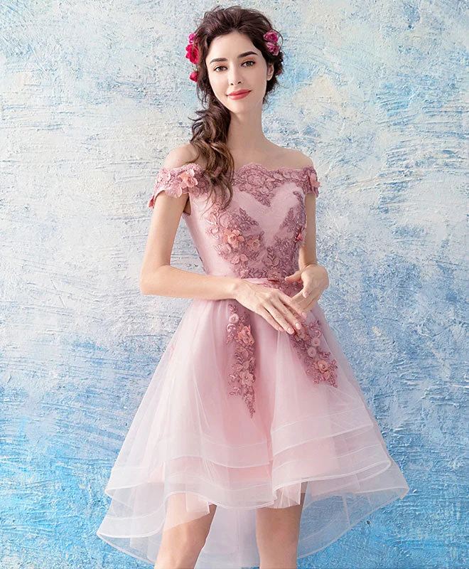 ready-to-wear prom dressesPink Tulle Lace Short Prom Dress, Pink Tulle Homecoming Dress