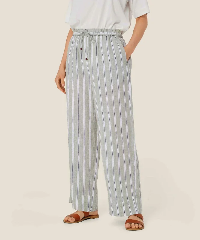 women's striped pantsPenla Striped Linen Pant In Bog Print