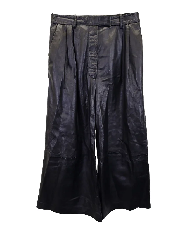 women's breathable pantsAltuzarra Black Leather Timo Pants 40