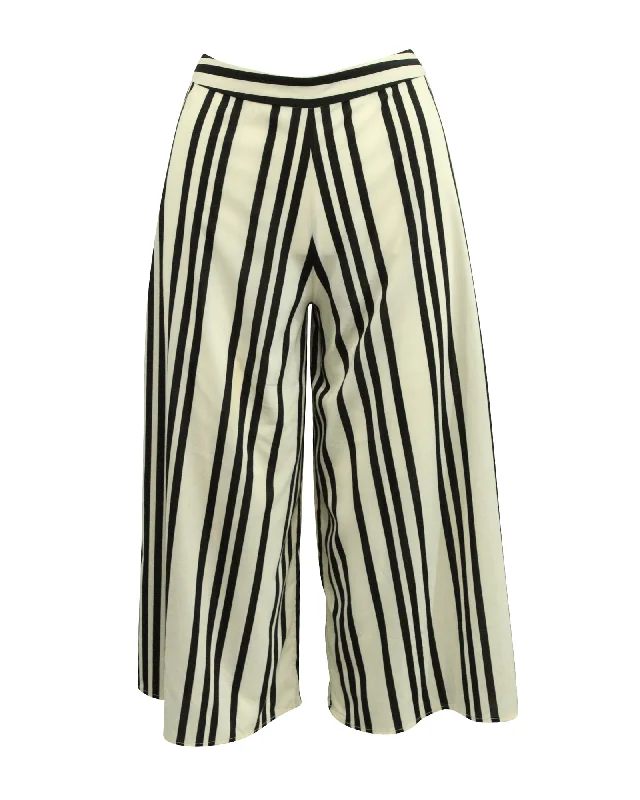 women's nursing pantsAlice + Olivia Striped Wide Leg Pants in White Polyester