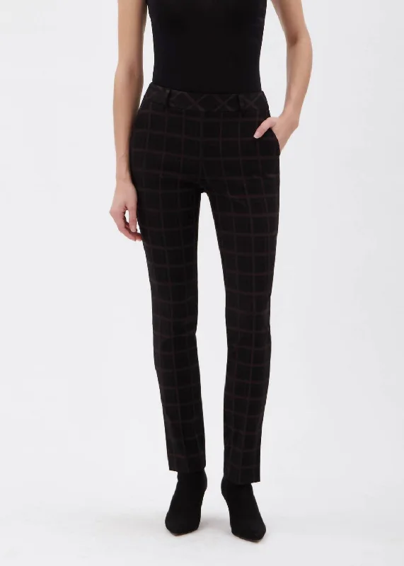 women's chic pantsCardiff Full Length Slim Pant In Black/grey Cardiff Plaid