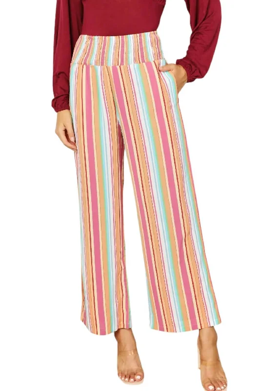 women's wool pantsChic Striped Pants With Pockets In Multicolor