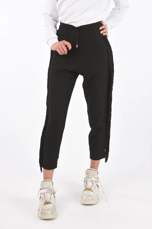 women's trendy pantsPhilipp Plein COUTURE fringed and studded REVENGE jogger pants