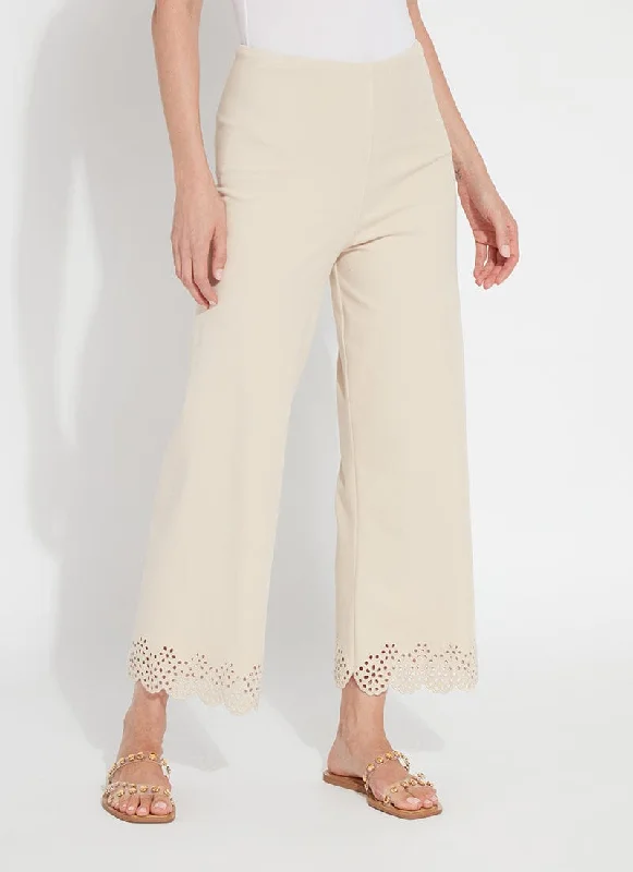 women's yoga pantsCropped Embroidered Eyelet Wide Leg (26" Inseam)