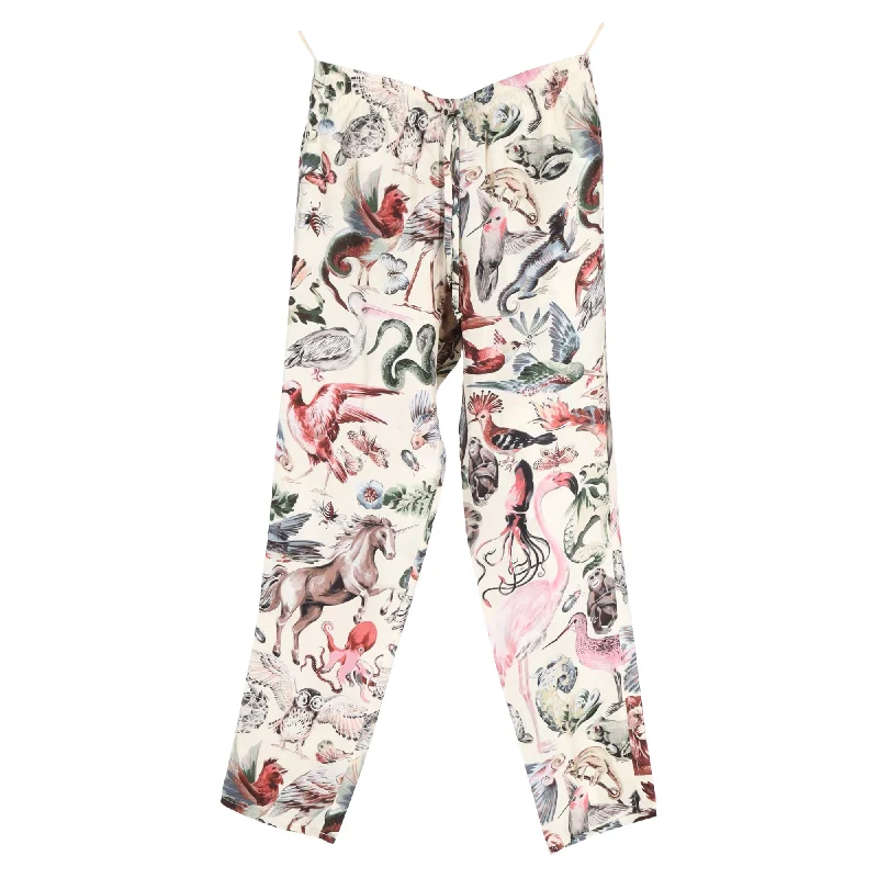 women's wide-leg pantsValentino Garavani Safari Print Straight-Leg Pants in Multicolor Silk