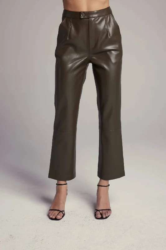 women's high-waisted pantsRucker Vegan Leather Pant In Forest Night