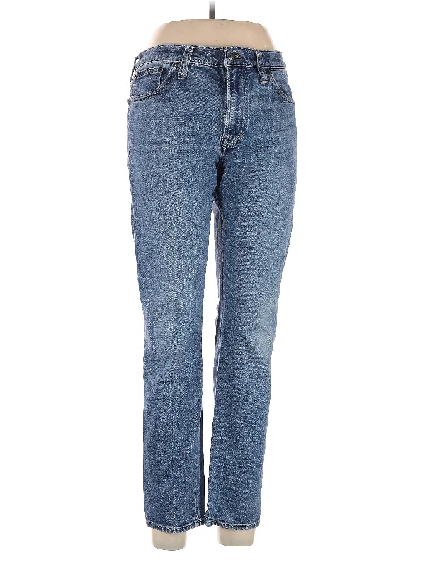 women's denim jeans with embroidery on pocketsHigh-Rise Straight-leg Jeans in Medium Wash