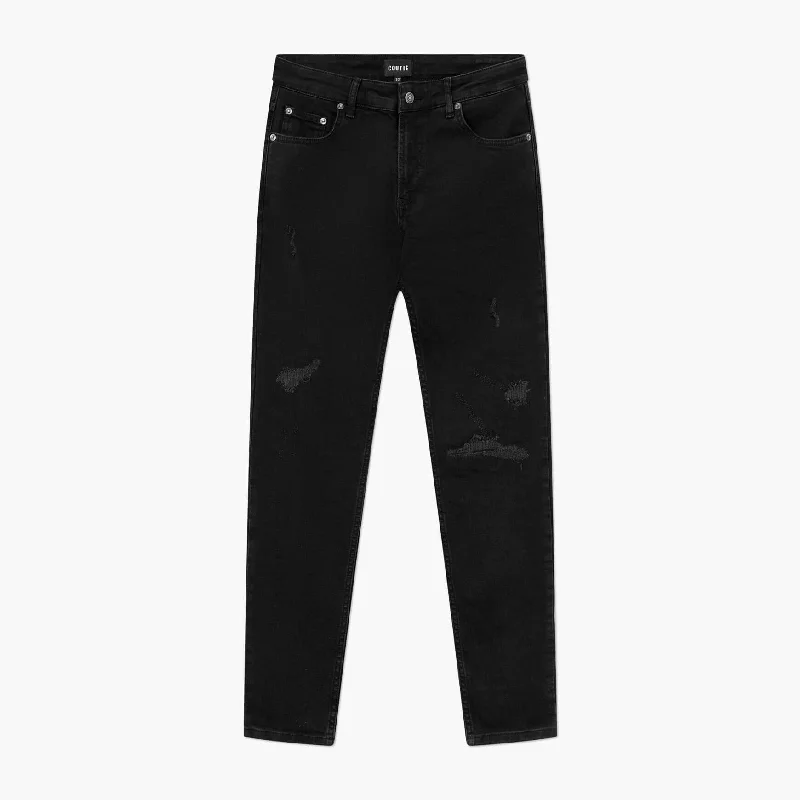 women's denim jeans with spandexTapered Denim V3 Repair Black