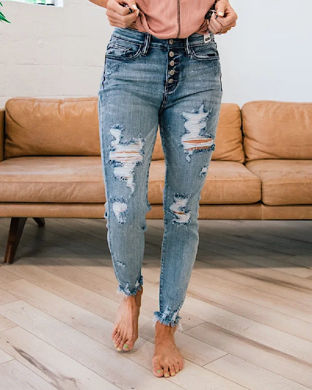 women's boyfriend denim jeansJudy Blue Ellie Distressed Skinny Jeans FINAL SALE