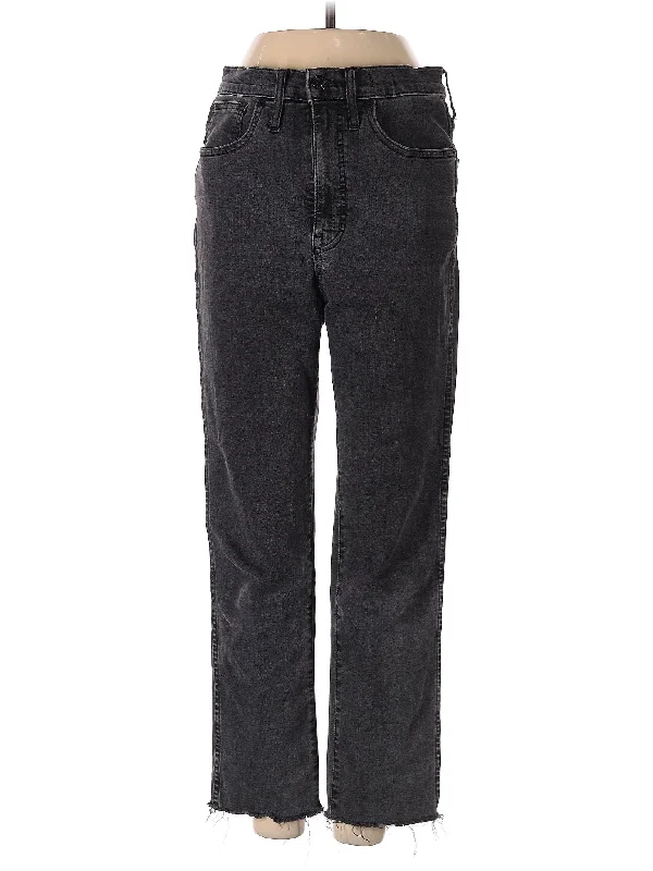 women's denim jeans with cotton blendMid-Rise Straight-leg Jeans in Dark Wash