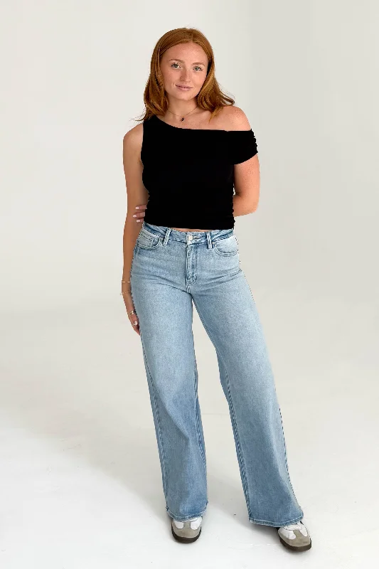 women's denim jeans with distressed hemsAxel Jeans in Light Wash