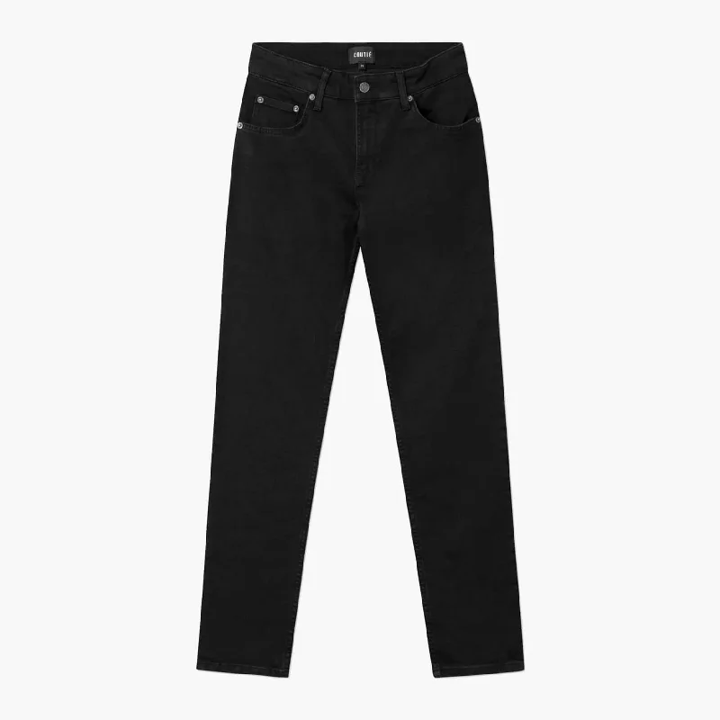 women's denim jeans with leather patchesTapered Denim V3 Black