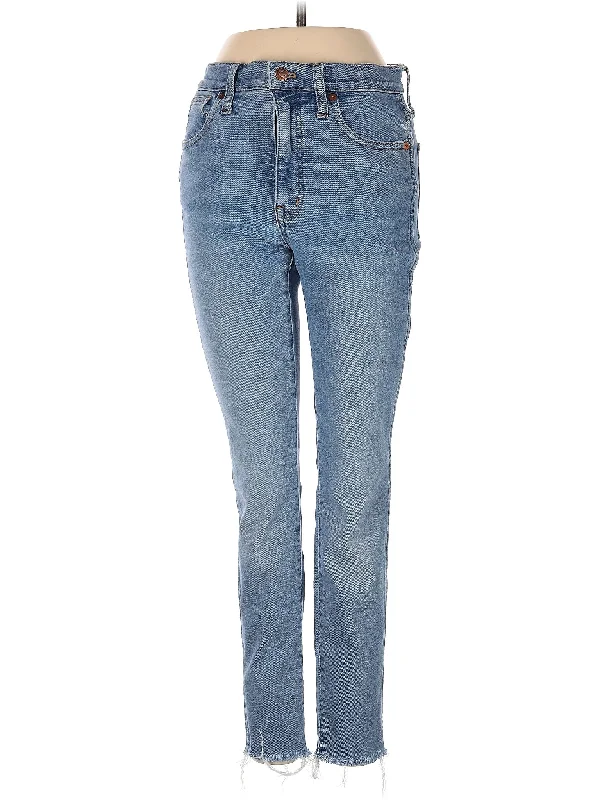 women's faded denim jeansMid-Rise Straight-leg Jeans in Light Wash