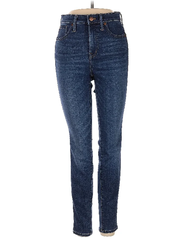 women's elastic waist denim jeansHigh-Rise Skinny Jeans in Dark Wash