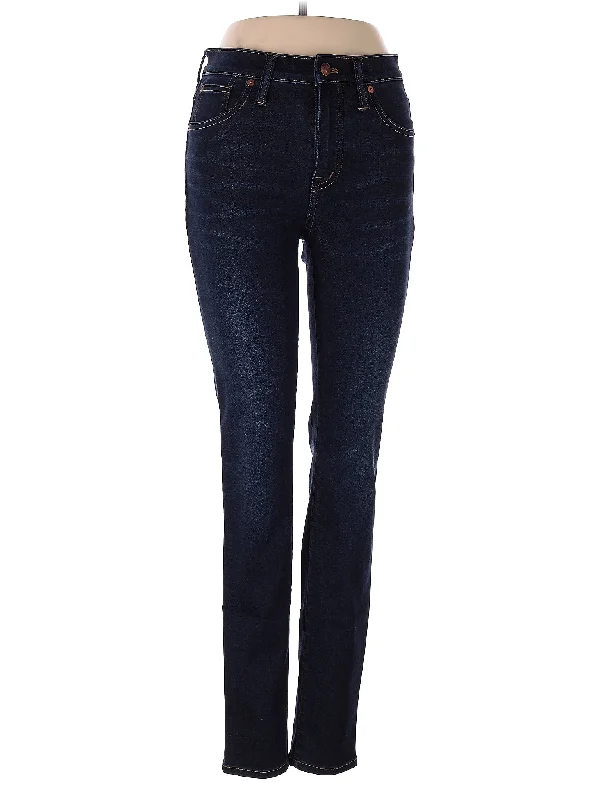 women's denim jeans with lace trimHigh-Rise Straight-leg Jeans in Dark Wash