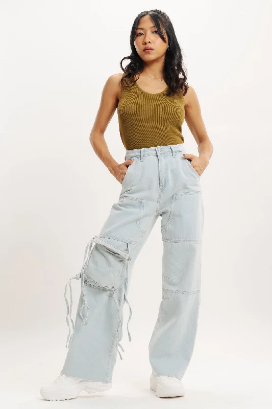 women's denim jeans for pear-shaped bodiesDetachable Pocket Cargo Pants