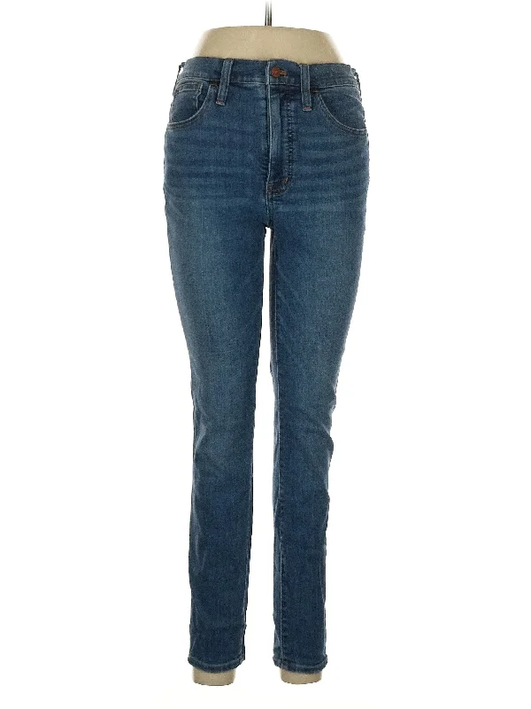 women's denim jeans with raw hemsHigh-Rise Straight-leg Jeans in Medium Wash