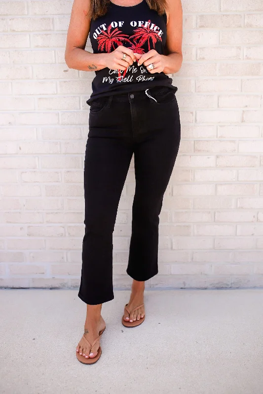 women's denim jeans with floral embroideryMidnight Stroll Crop Flare Jeans Plus/Reg WH