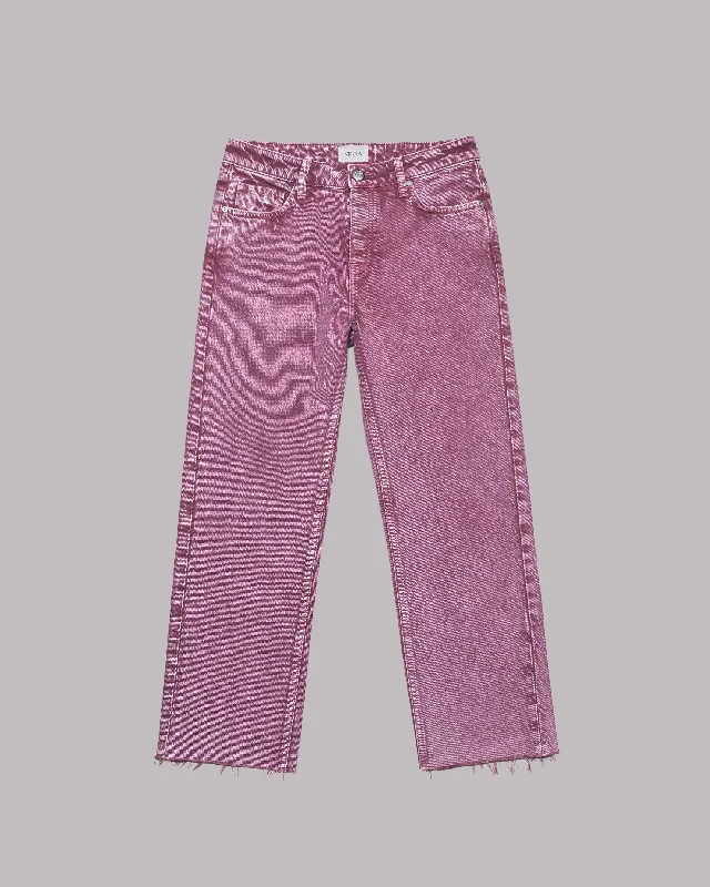 women's denim jeans with patchesThe Pink Faded Cropped Straight Jeans