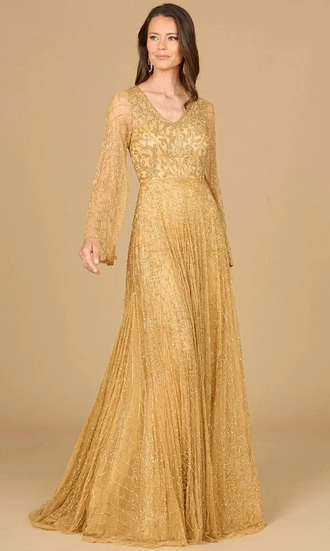 Formal Dress for Eco-Conscious EventsLara Dresses 29115 - Flare Sleeve Embellished Gown