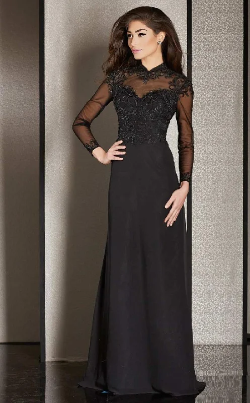 Formal Dress for Literary AwardsClarisse - M6212 Embroidered Illusion Long Sleeve Gown