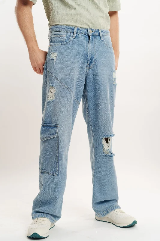 women's mom jeans denimMen's Mid Blue Relaxed Jeans