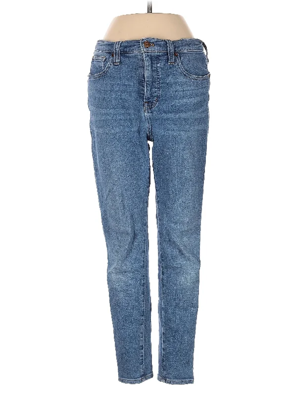 women's denim jeans with cotton blendHigh-Rise Straight-leg Jeans in Medium Wash