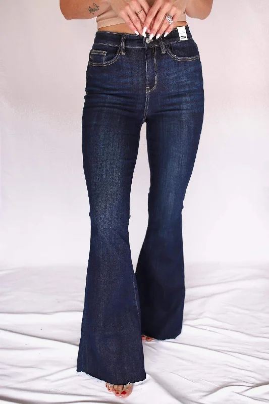 women's denim jeans for a bohemian lookJulia High Rise Raw Hem Flare WH