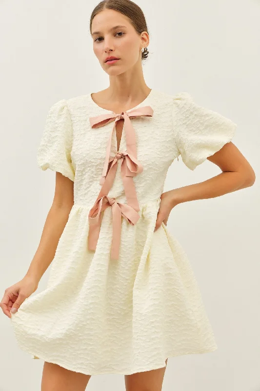 sustainable Mimi dresses made from eco-friendly materials"Need Your Love" Bubble Textured Bow Tie Mini Dress