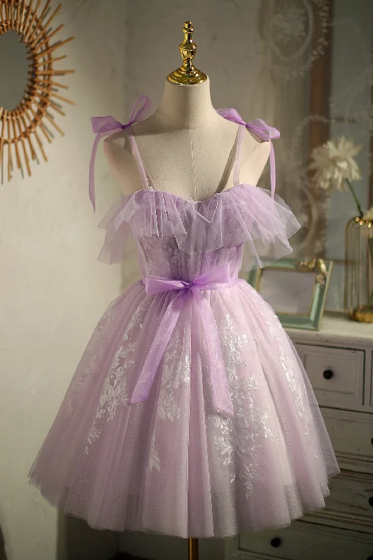 elegant Mimi dresses for weddingsFairy Short Mini Dress Lilac Birthday Party Dress Homecoming Dress With Appliques