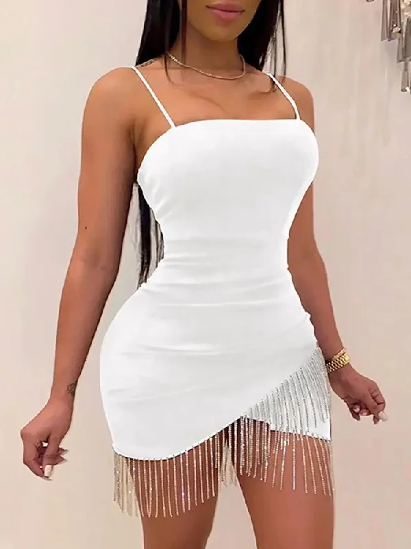 designer Mimi dresses under $100Sexy Tassels Elegant Club Autumn Halter Backless Mini Dresses