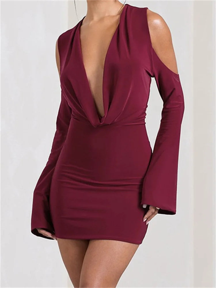 affordable Mimi dressesElegant Front Ruched V-neck Mini Dresses