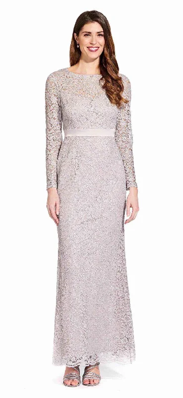 Full-Length Long Sleeves Formal GownAdrianna Papell AP1E205128 Long Sleeve Formal Lace Dress