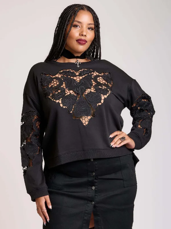 women's tops for those who love bold and vibrant colorsBat Doily Sweatshirt