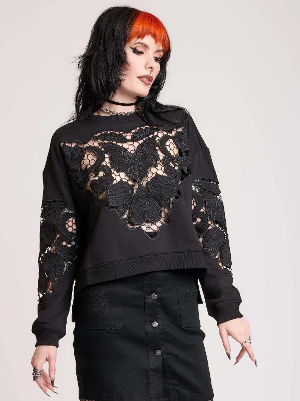 women's tops for those who value both quality and affordabilityBat Doily Sweatshirt