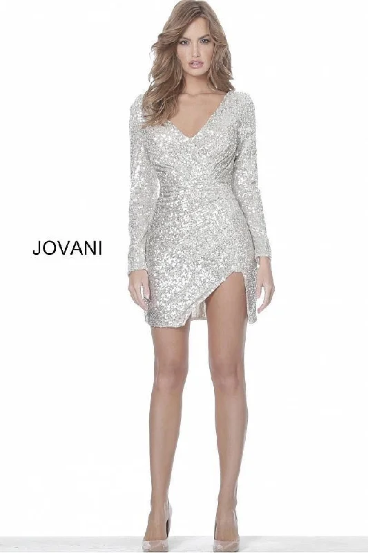 Flowery Long Sleeves Tea DressJovani Beaded Long Sleeve Short Cocktail Dress Sale