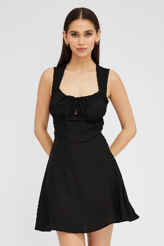 Sleeveless Dress In LaceBlack Fit and Flare Dress Sleeveless Corset