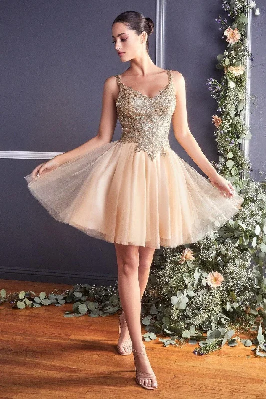 eco-friendly party dressesChampagne Gold 2XL Cinderella Divine CD9239 Short Dress Homecoming Sale