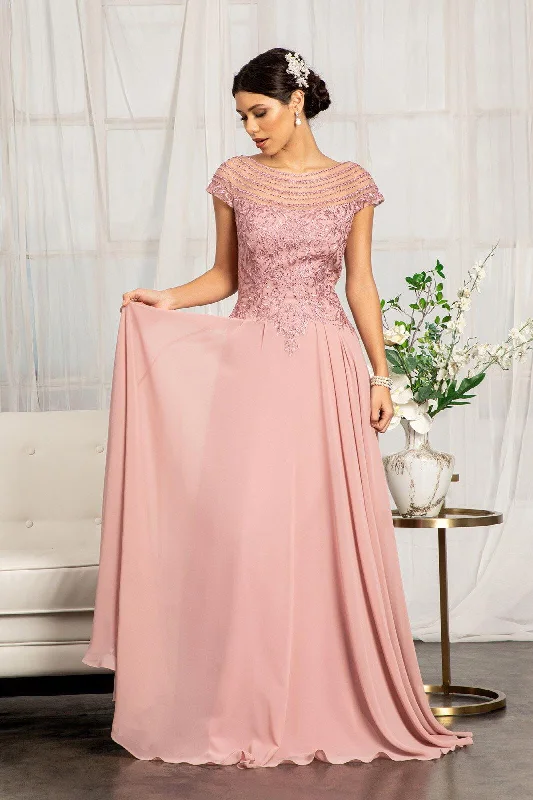 simple wedding dressesLong Formal Chiffon Mother of the Bride Dress