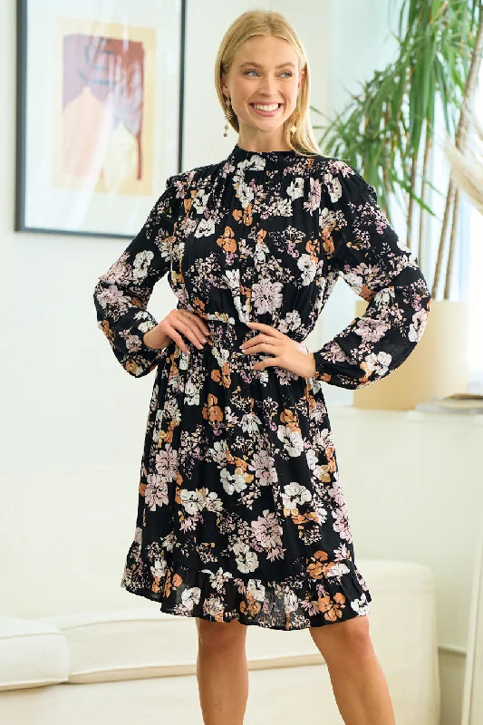 Formal Long Sleeves Cocktail GownLong Sleeve Floral Short Dress