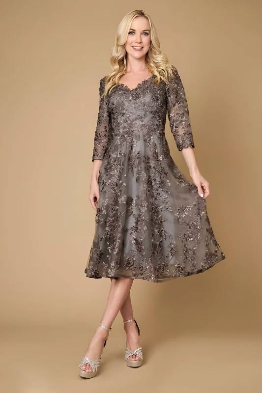 plus-size friendly wedding dressesDylan & Davids Short Cocktail Lace Mother of the Bride Dress